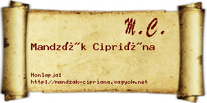 Mandzák Cipriána névjegykártya
